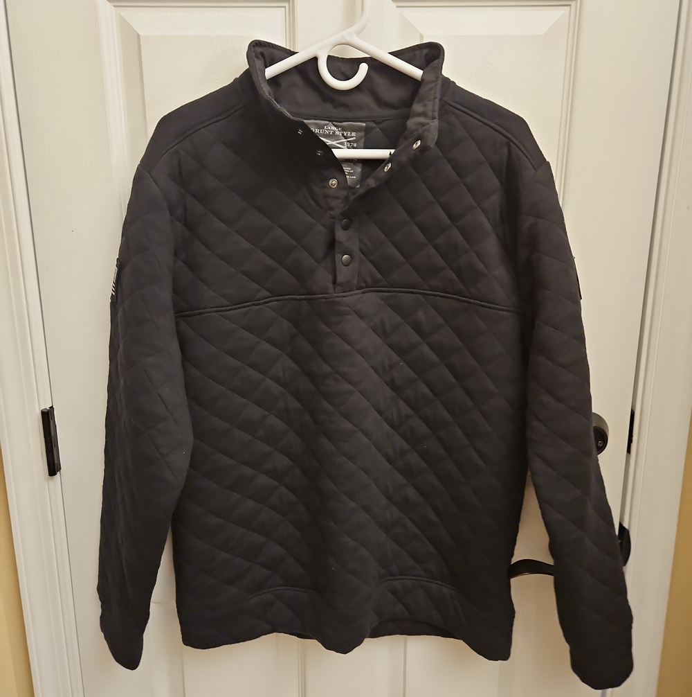 Grunt Style Quilted Pullover Jacket - Black